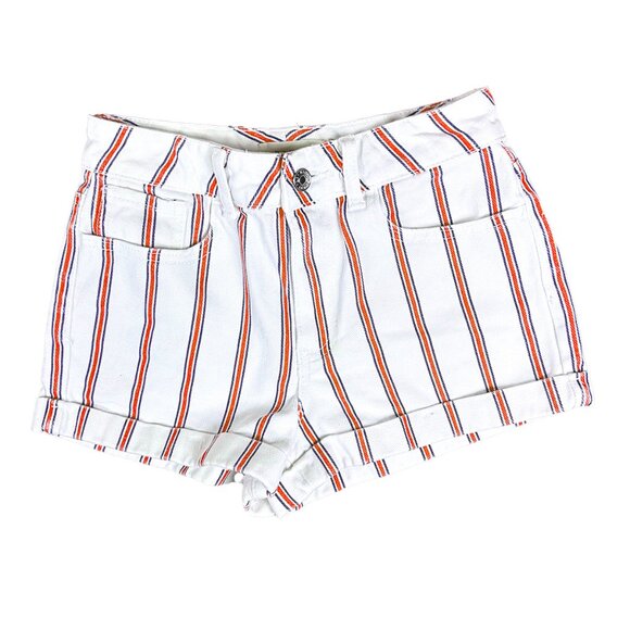 PacSun White Denim Red Striped Mom Shorts - Picture 1 of 5